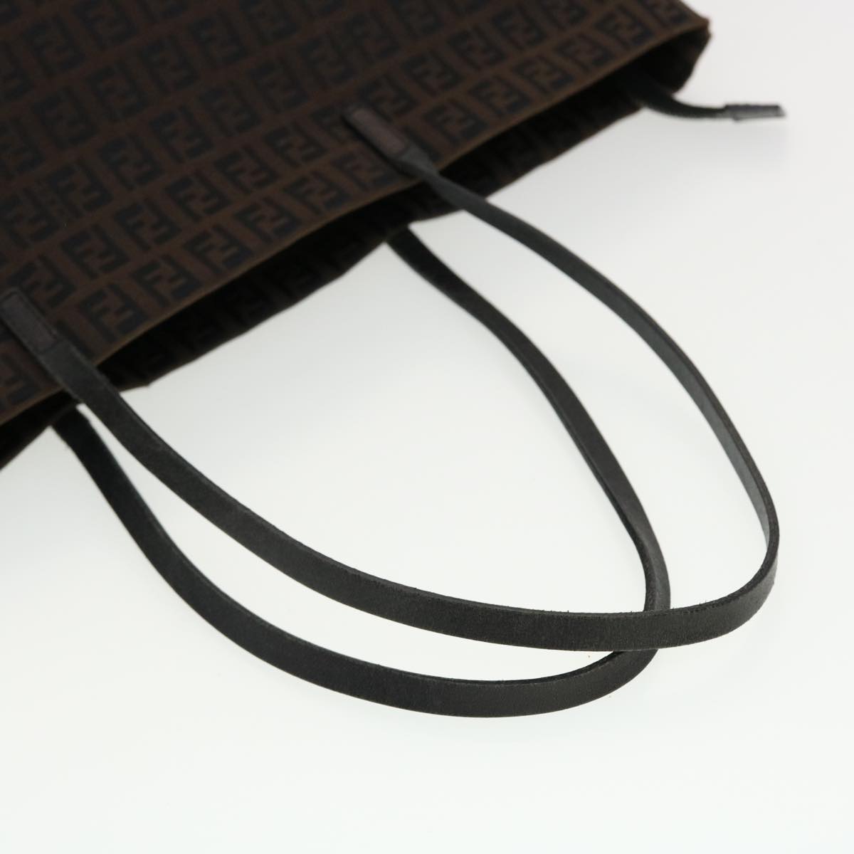 FENDI Zucchino Canvas Tote Bag Black Brown rd5172