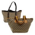 GUCCI GG Canvas Web Sherry Line Hand Bag 2Set Beige Red Green rd5183