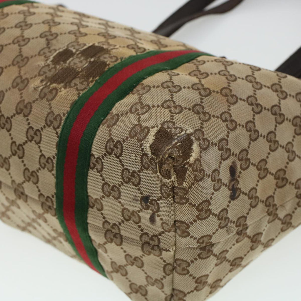 GUCCI GG Canvas Web Sherry Line Hand Bag 2Set Beige Red Green rd5183