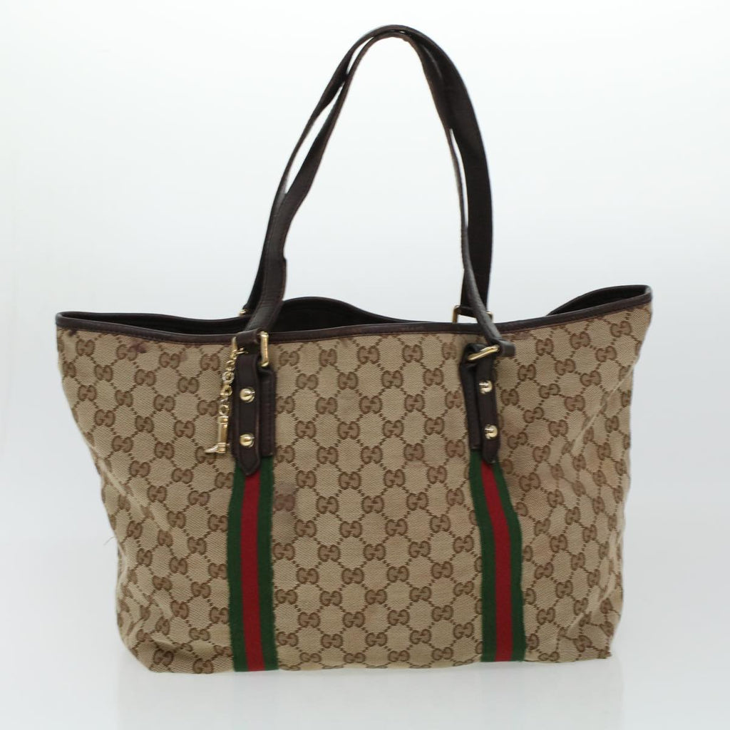 GUCCI GG Canvas Web Sherry Line Hand Bag 2Set Beige Red Green rd5183