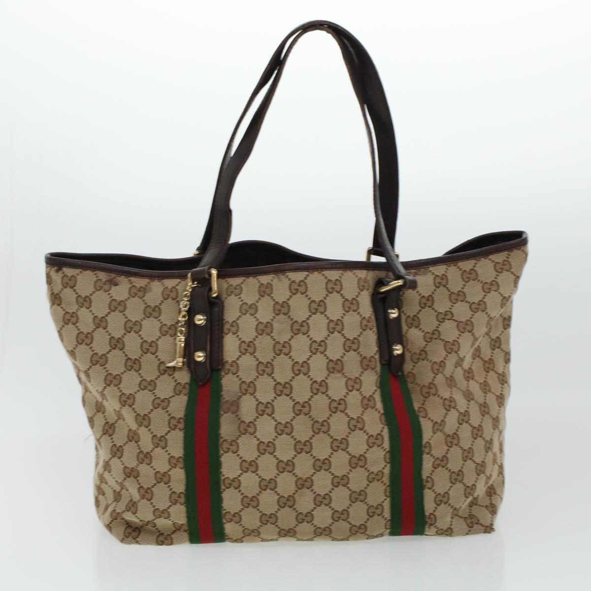 GUCCI GG Canvas Web Sherry Line Hand Bag 2Set Beige Red Green rd5183