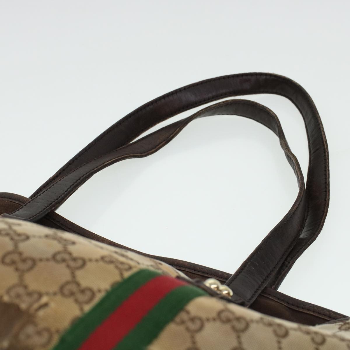 GUCCI GG Canvas Web Sherry Line Hand Bag 2Set Beige Red Green rd5183