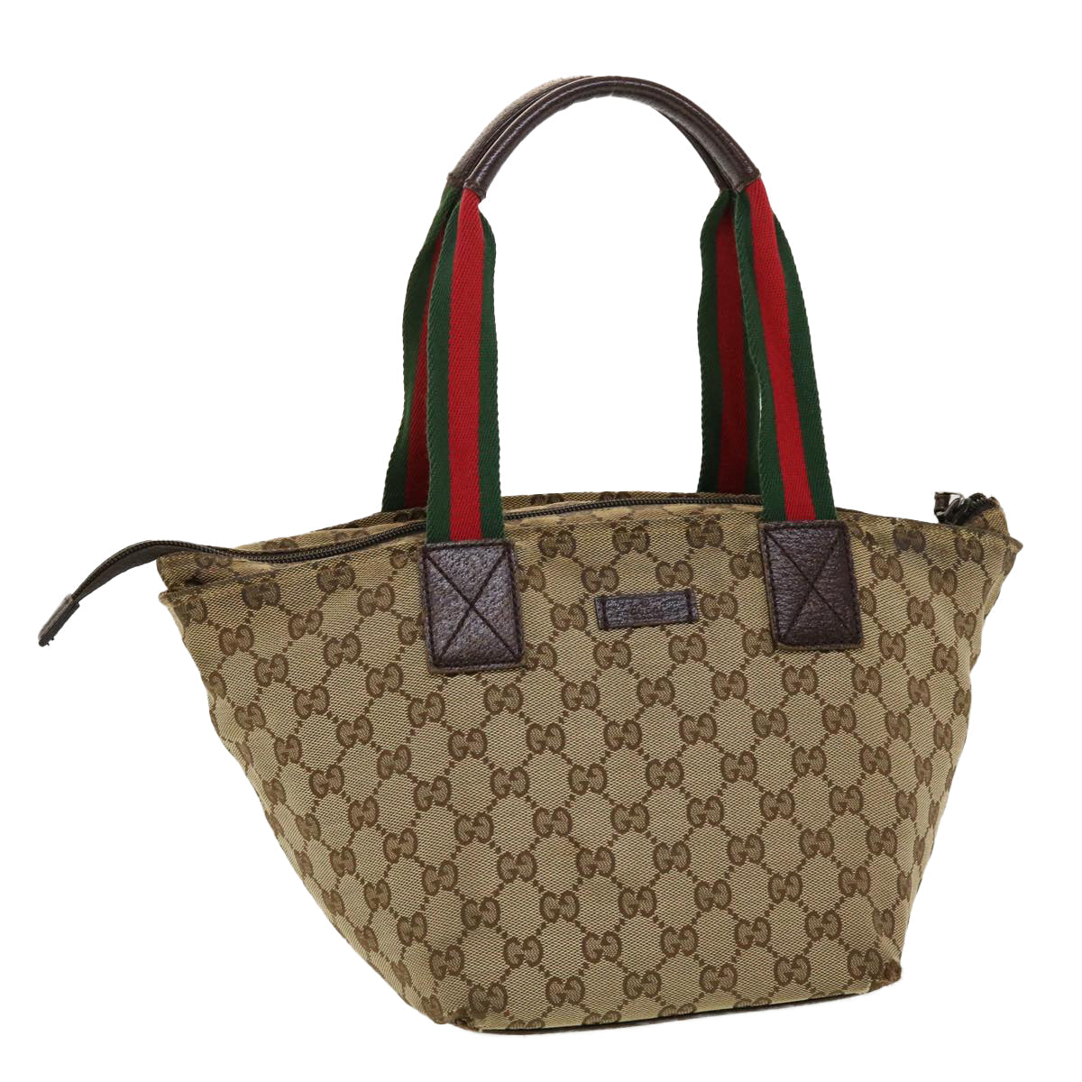 GUCCI GG Canvas Web Sherry Line Tote Bag Beige Red Green 131228 rd5205