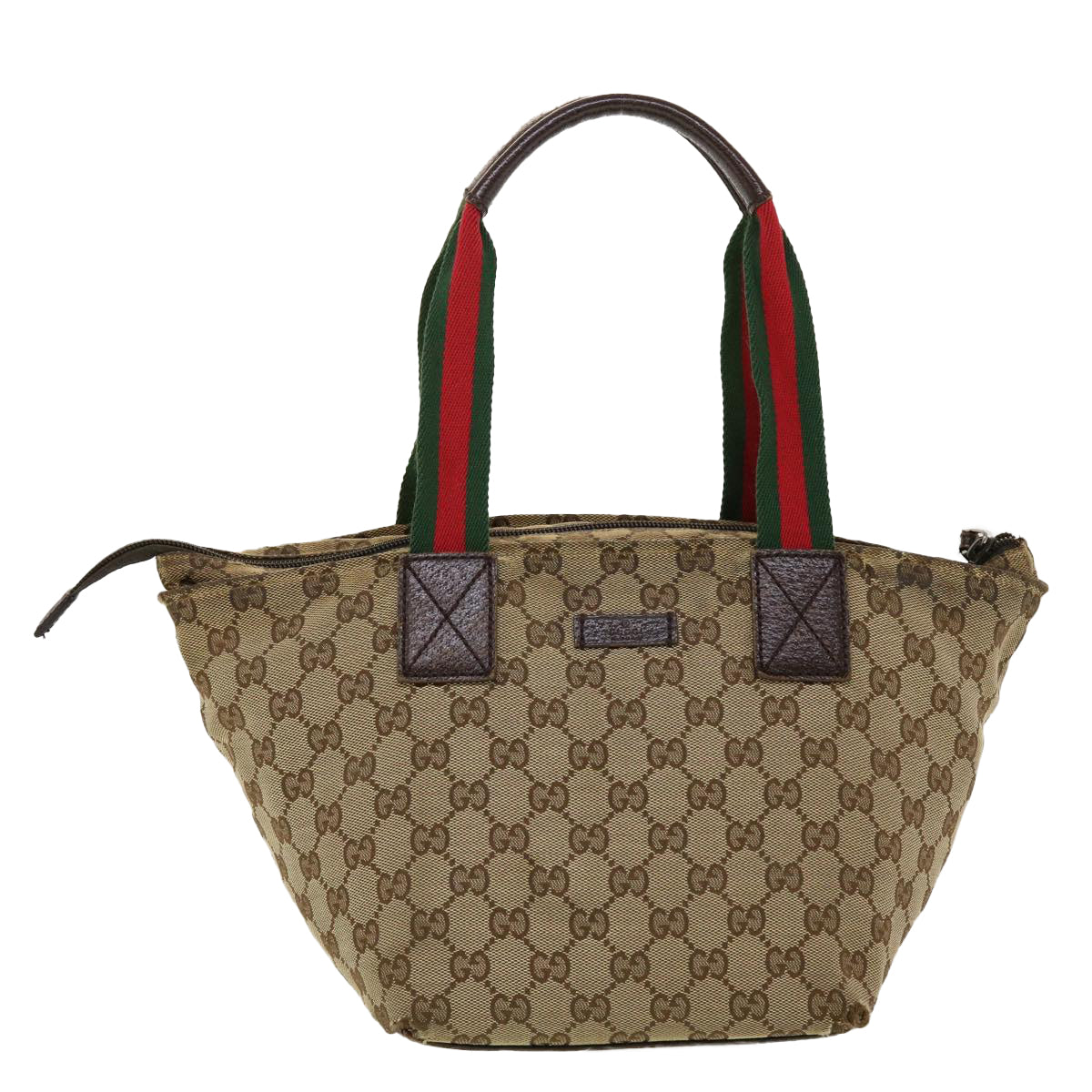 GUCCI GG Canvas Web Sherry Line Tote Bag Beige Red Green 131228 rd5205