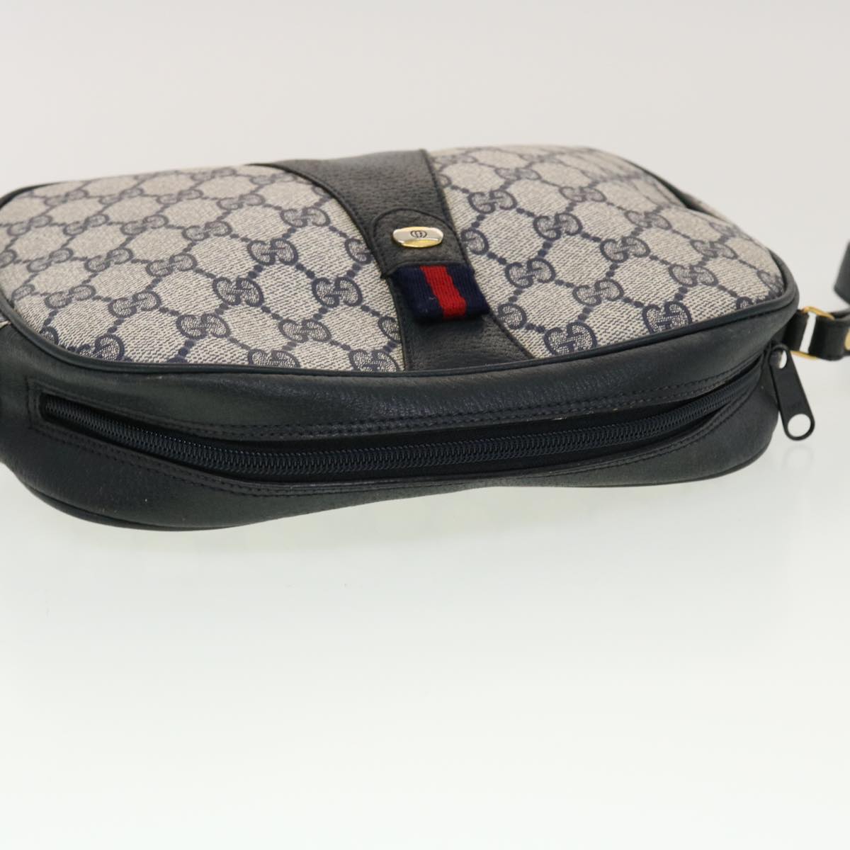 GUCCI GG Canvas Sherry Line Clutch Bag Gray Red Navy 89.01.034 rd5207