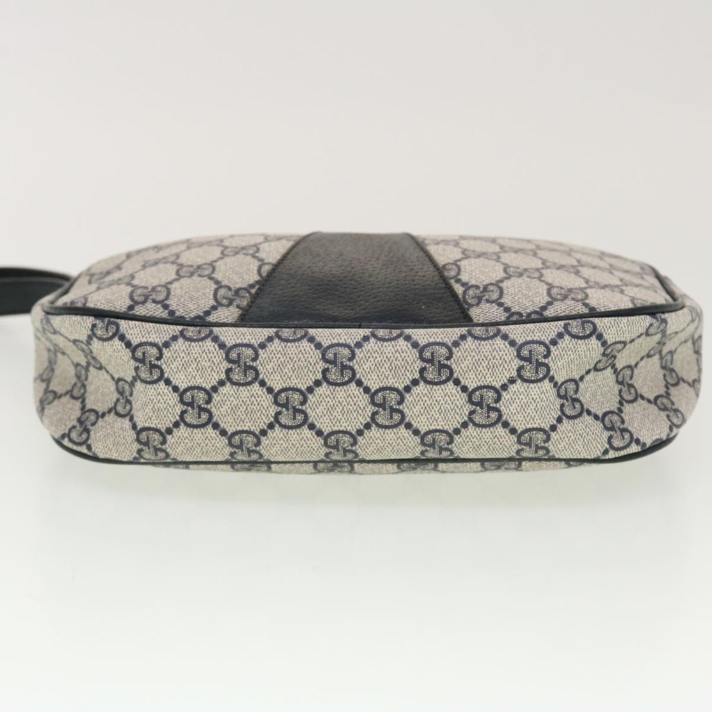 GUCCI GG Canvas Sherry Line Clutch Bag Gray Red Navy 89.01.034 rd5207