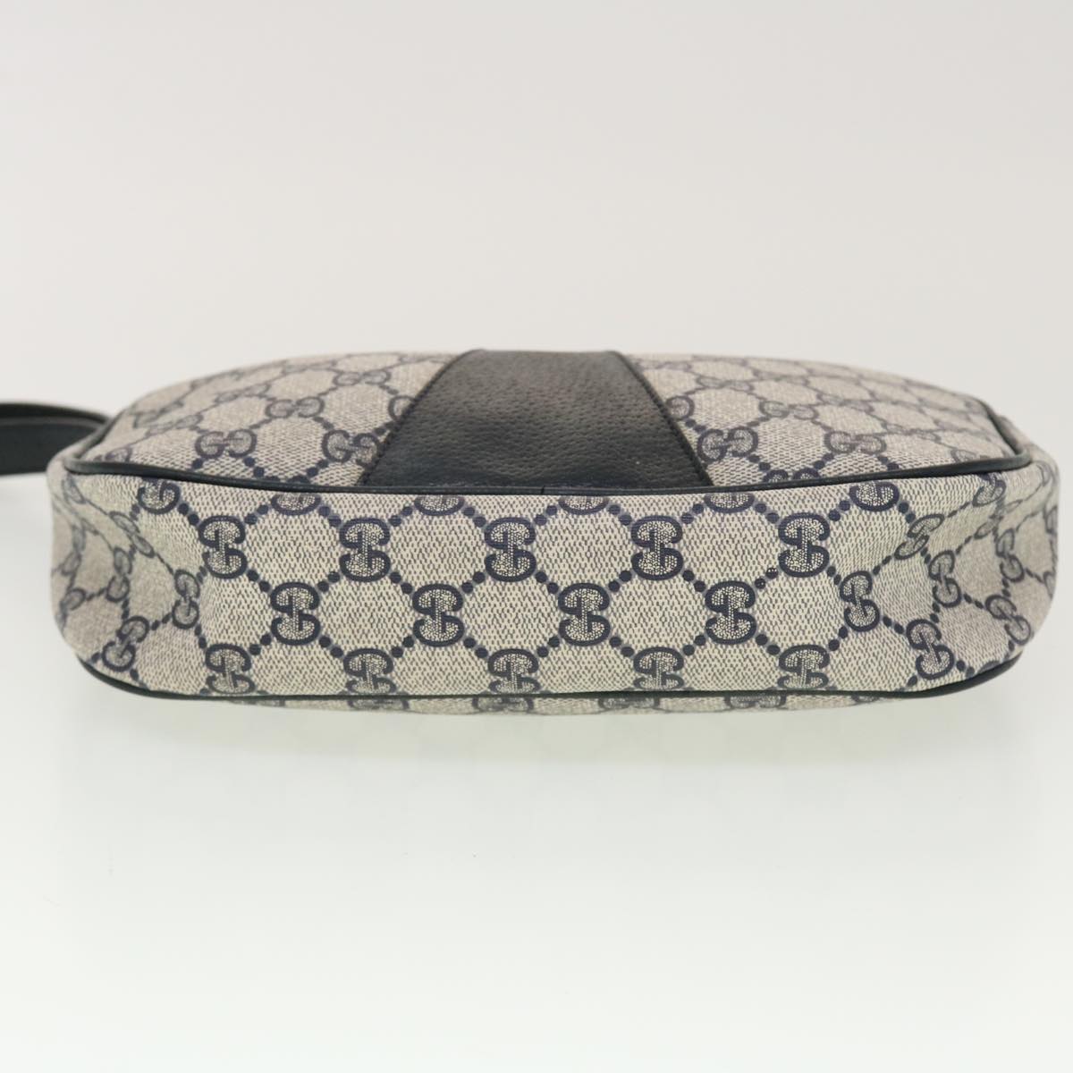 GUCCI GG Canvas Sherry Line Clutch Bag Gray Red Navy 89.01.034 rd5207