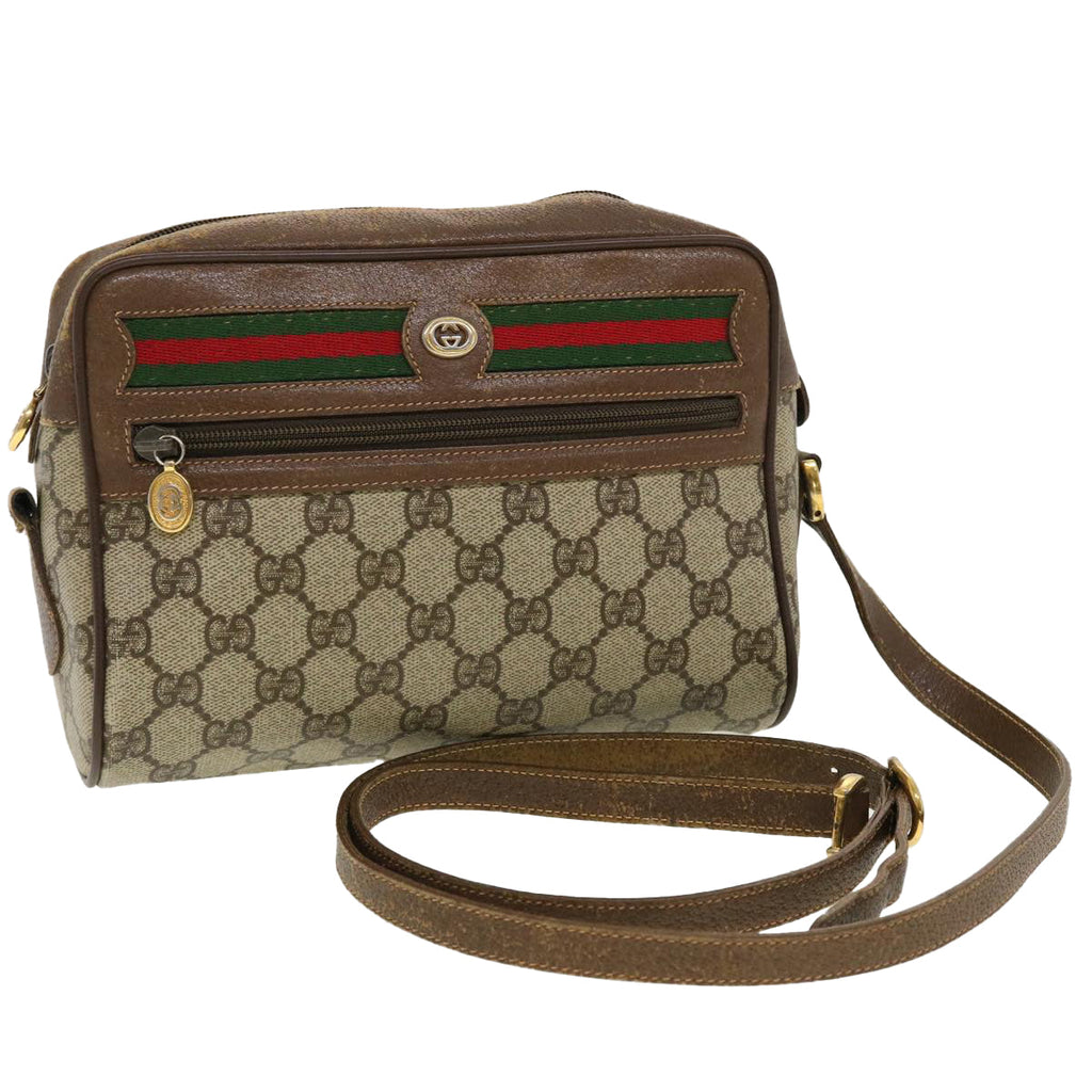 GUCCI GG Canvas Web Sherry Line Shoulder Bag Beige Red 119.02.087 rd5218