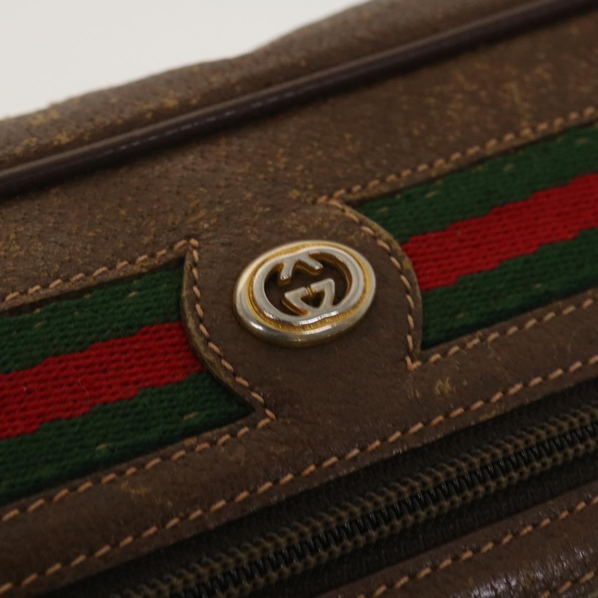 GUCCI GG Canvas Web Sherry Line Shoulder Bag Beige Red 119.02.087 rd5218