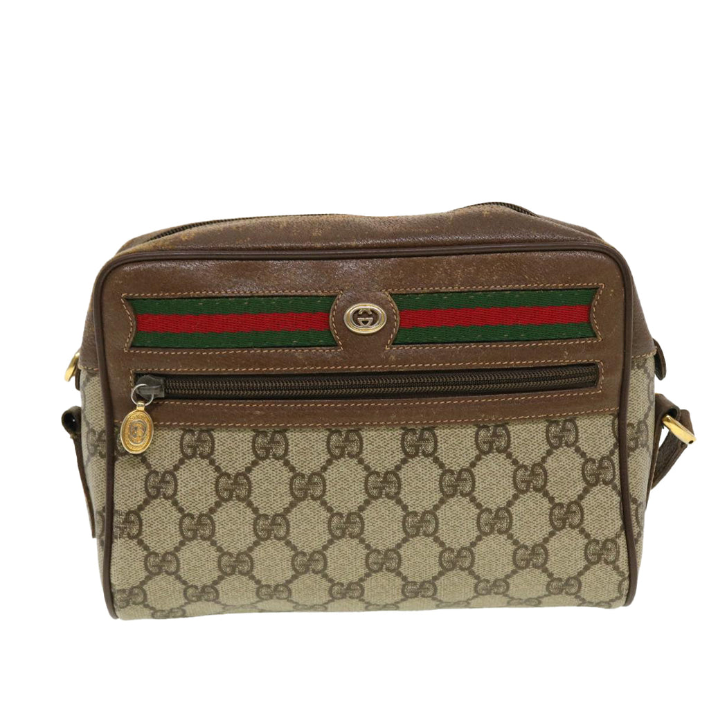 GUCCI GG Canvas Web Sherry Line Shoulder Bag Beige Red 119.02.087 rd5218
