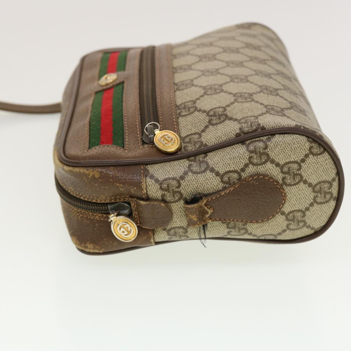 GUCCI GG Canvas Web Sherry Line Shoulder Bag Beige Red 119.02.087 rd5218