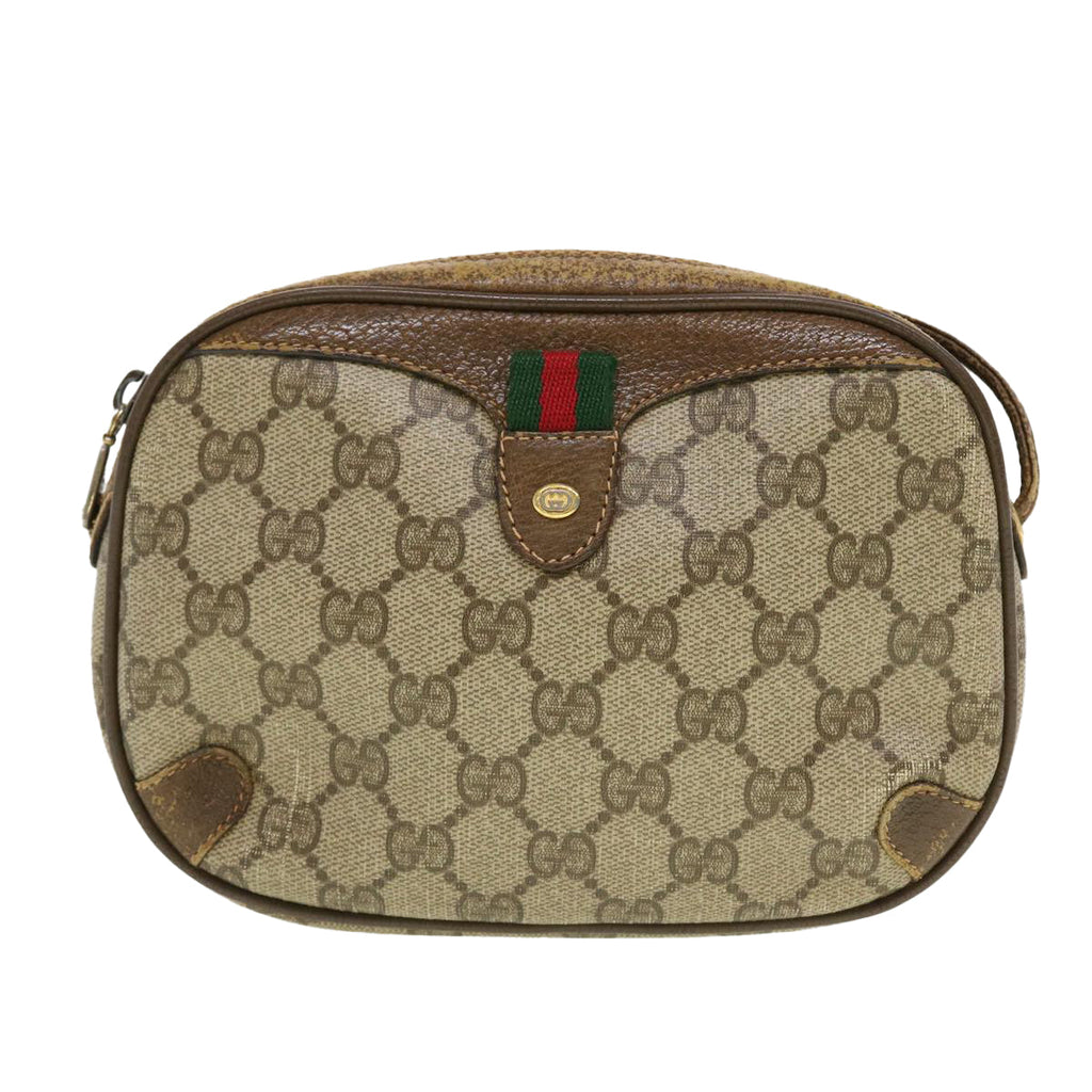GUCCI GG Canvas Web Sherry Line Shoulder Bag Beige Red 89.02.066 rd5229