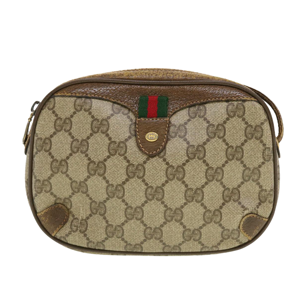 GUCCI GG Canvas Web Sherry Line Shoulder Bag Beige Red 89.02.066 rd5229
