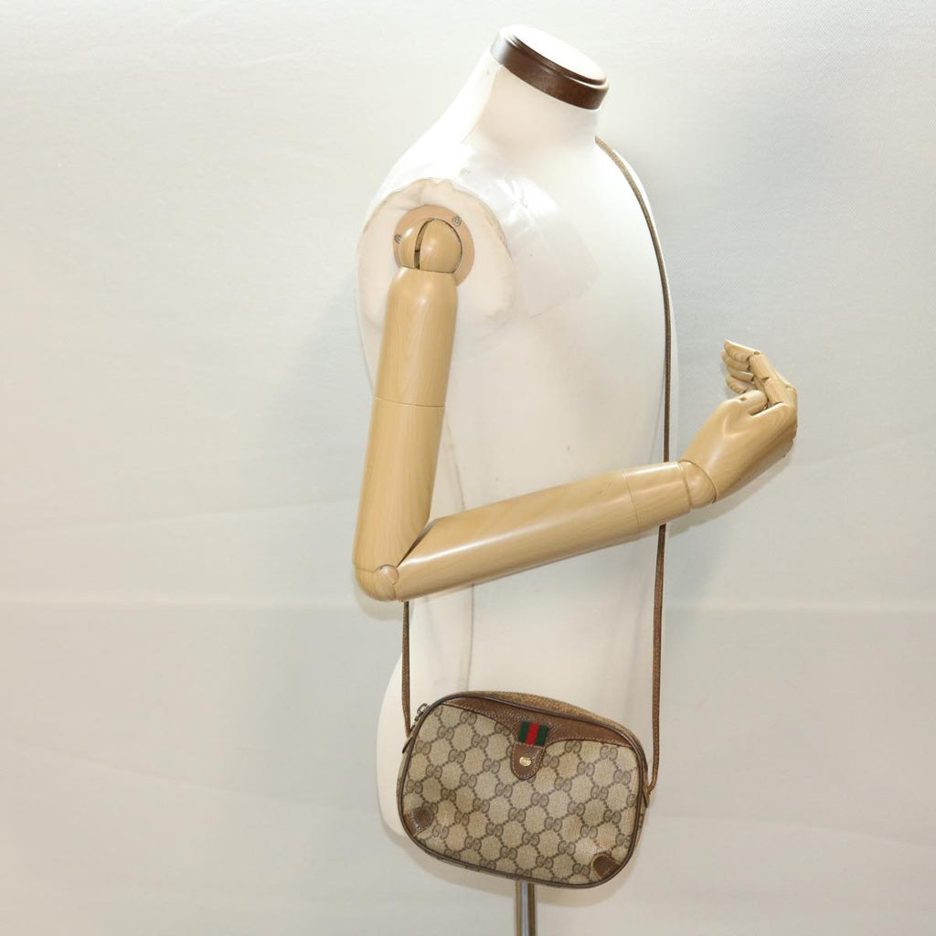 GUCCI GG Canvas Web Sherry Line Shoulder Bag Beige Red 89.02.066 rd5229