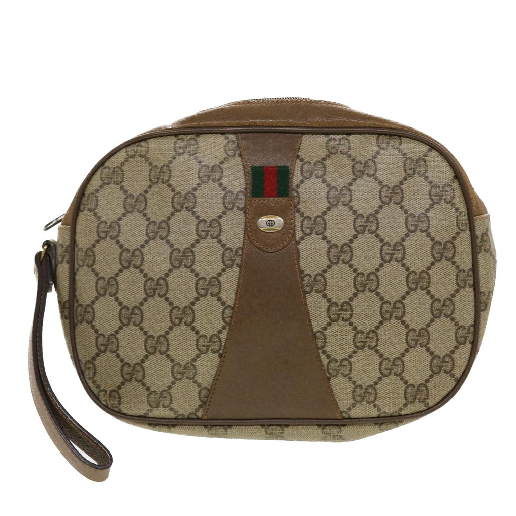 GUCCI GG Canvas Web Sherry Line Clutch Bag Beige Red Green 89.01.034 rd5247