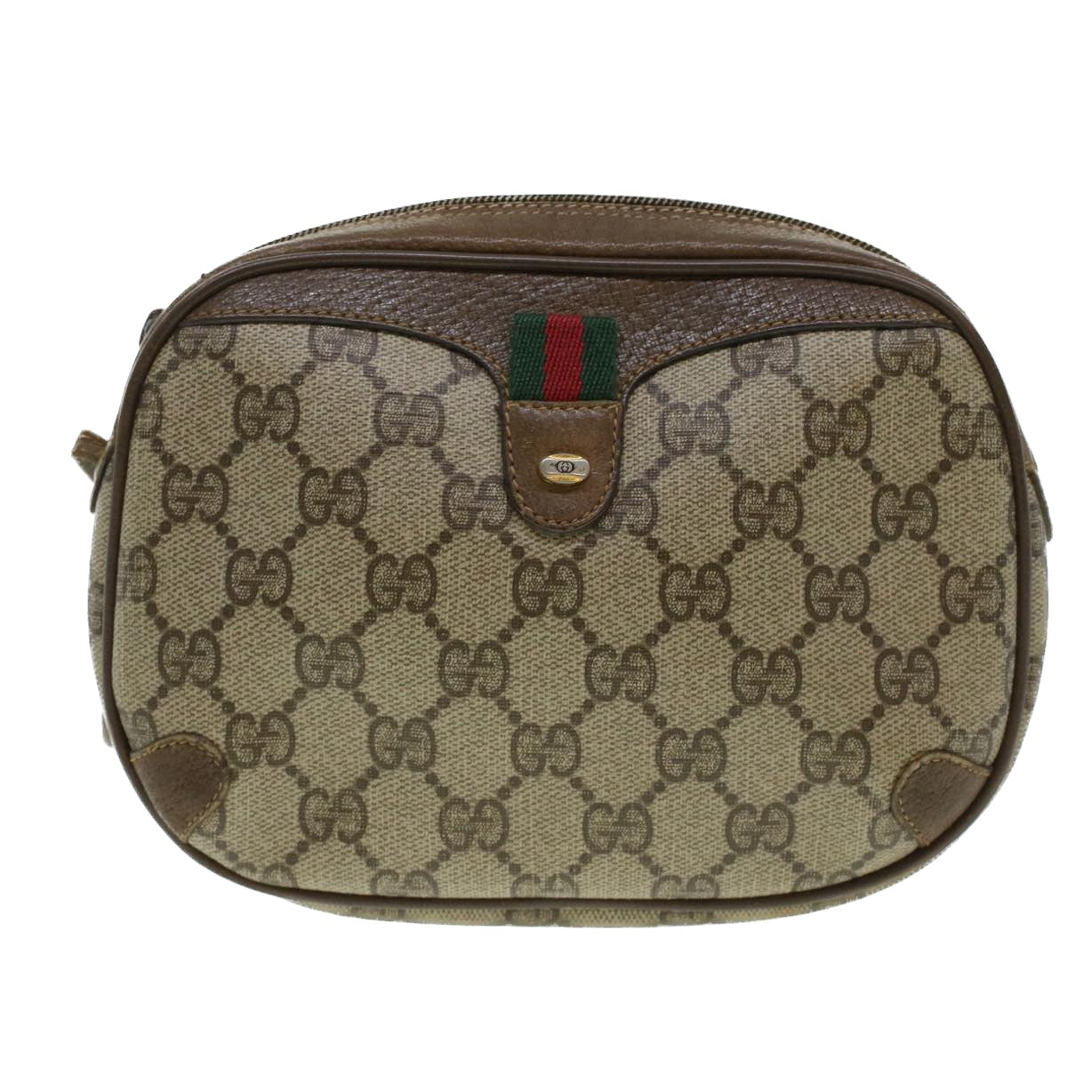 GUCCI GG Canvas Web Sherry Line Shoulder Bag Beige Red 89.02.066 rd5250