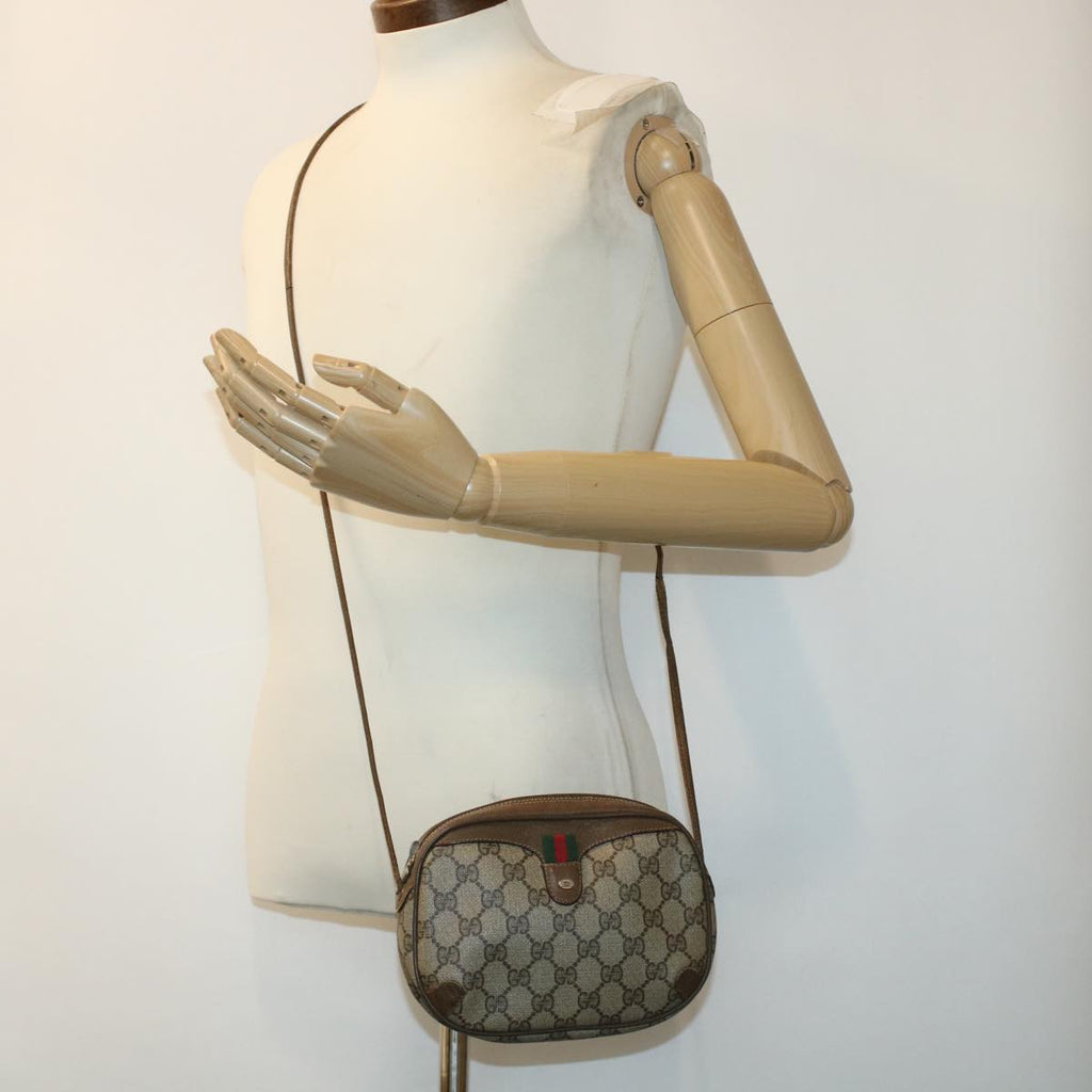 GUCCI GG Canvas Web Sherry Line Shoulder Bag Beige Red 89.02.066 rd5250