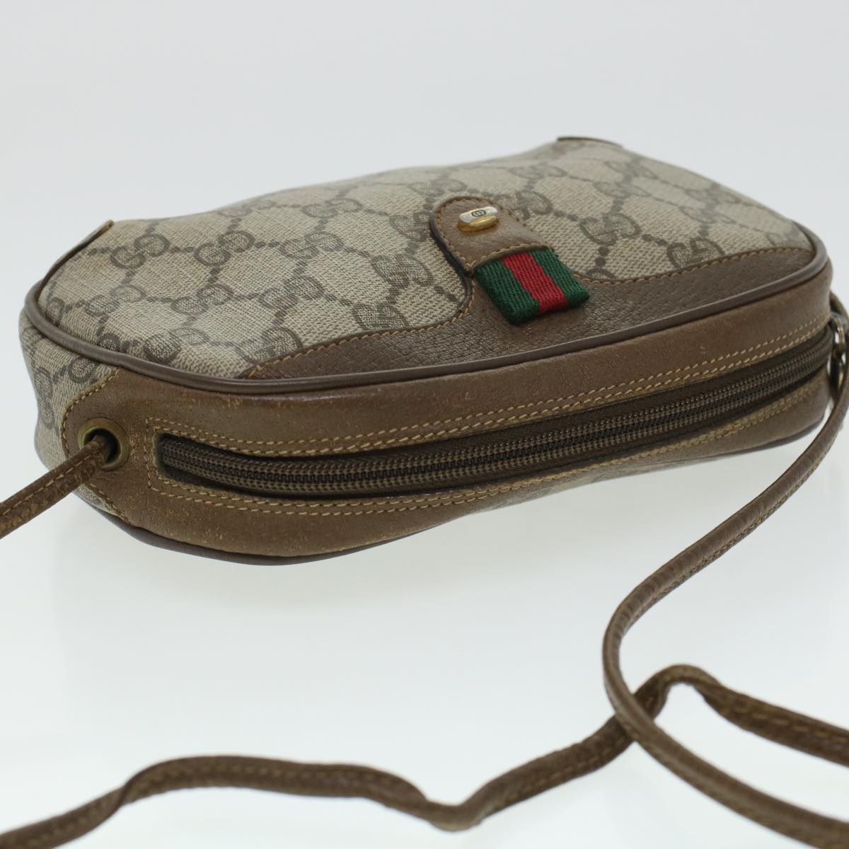GUCCI GG Canvas Web Sherry Line Shoulder Bag Beige Red 89.02.066 rd5250