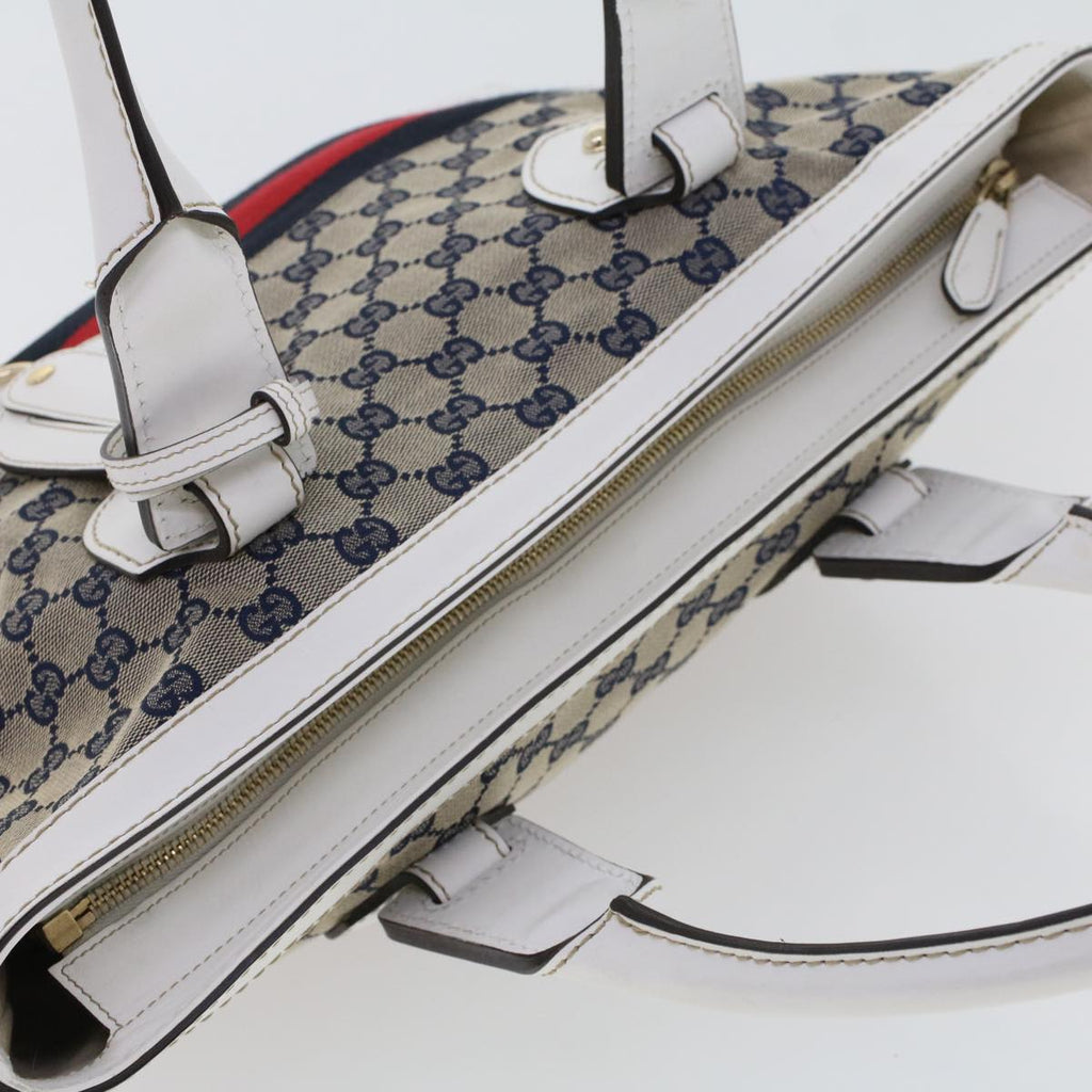 GUCCI GG Canvas Sherry Line Shoulder Bag Gray Red Navy 257085 rd5254
