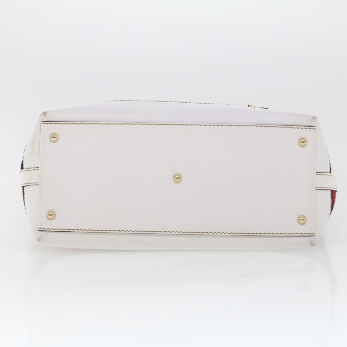 GUCCI GG Canvas Sherry Line Shoulder Bag Gray Red Navy 257085 rd5254
