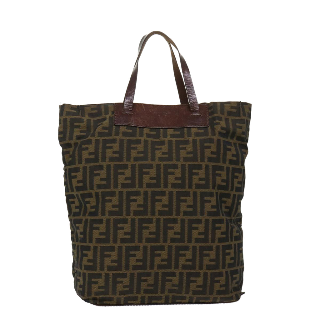 FENDI Zucca Canvas Tote Bag Nylon Brown Black rd5437