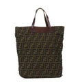 FENDI Zucca Canvas Tote Bag Nylon Brown Black rd5437