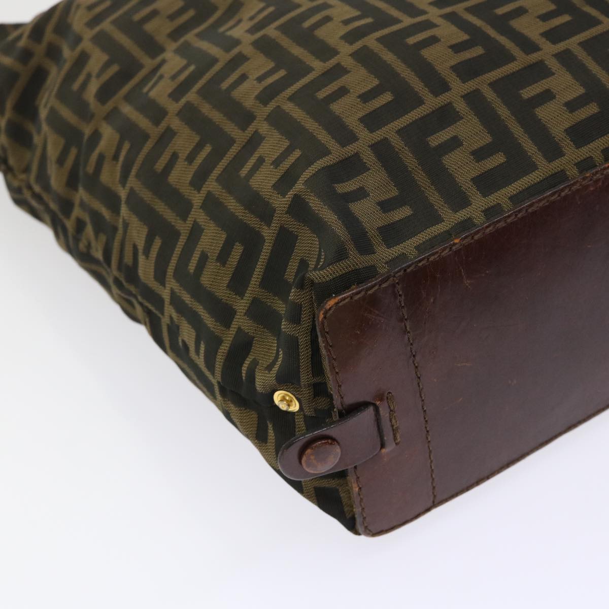 FENDI Zucca Canvas Tote Bag Nylon Brown Black rd5437