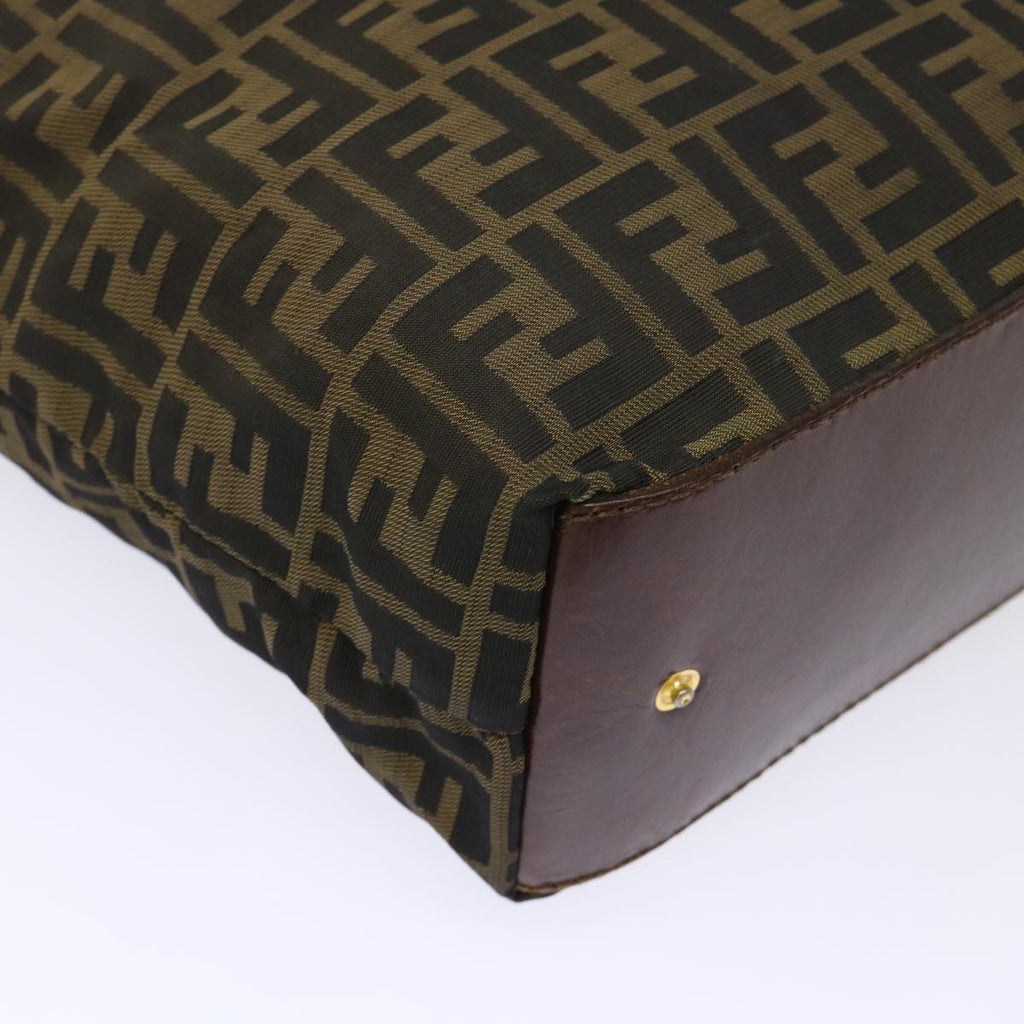 FENDI Zucca Canvas Tote Bag Nylon Brown Black rd5437