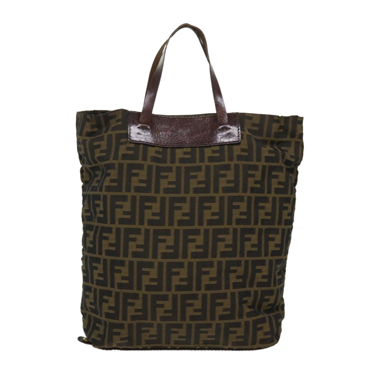 FENDI Zucca Canvas Tote Bag Nylon Brown Black rd5437