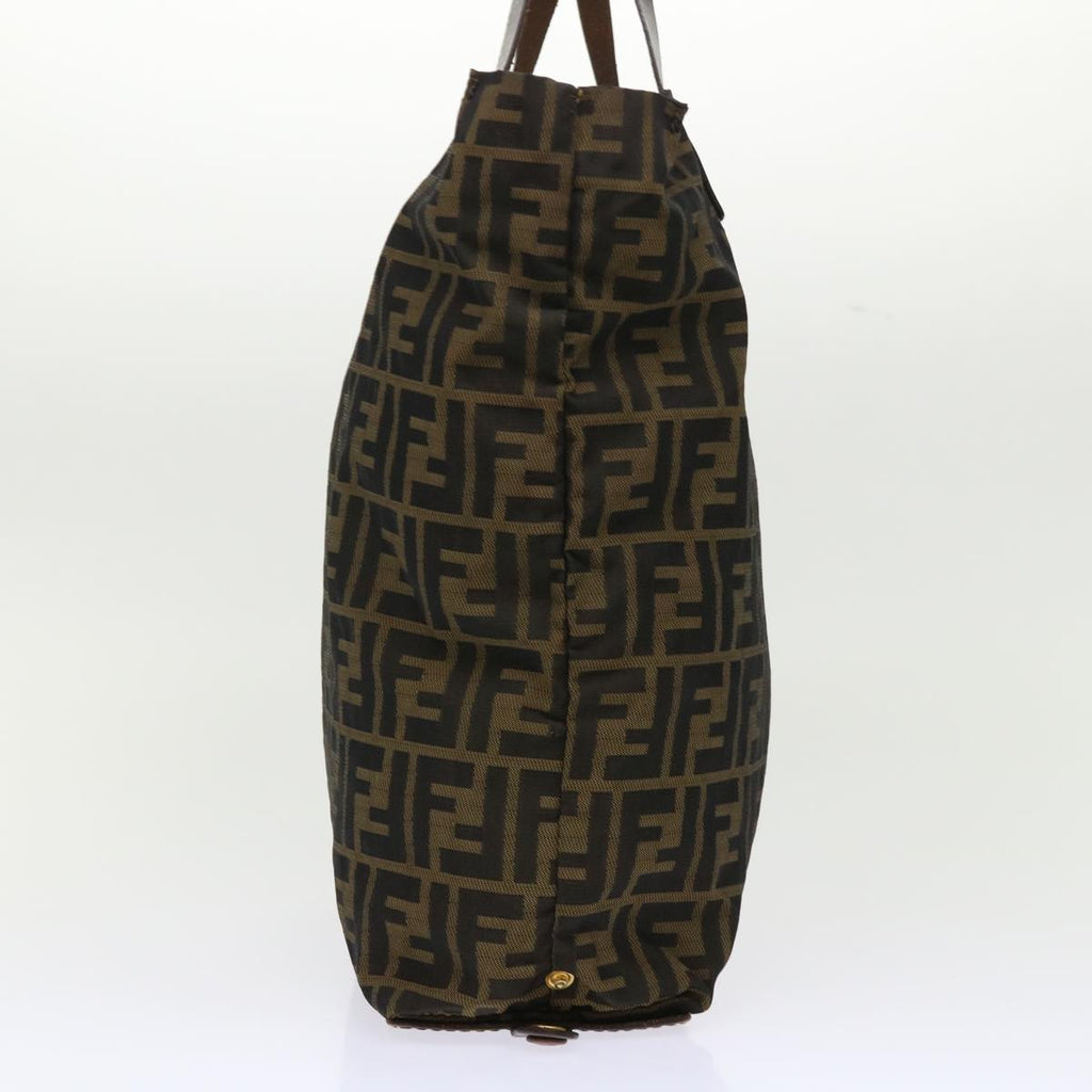 FENDI Zucca Canvas Tote Bag Nylon Brown Black rd5437