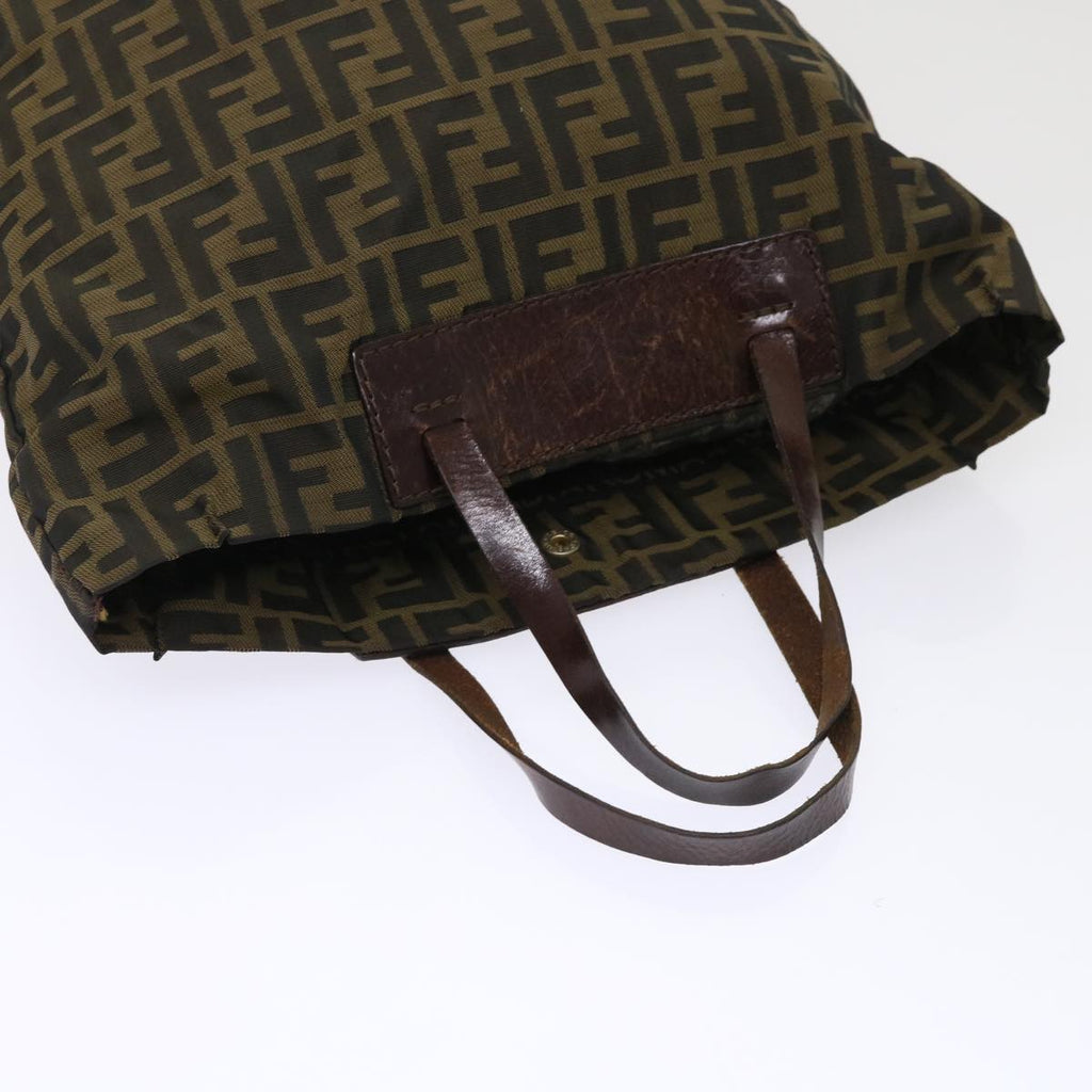 FENDI Zucca Canvas Tote Bag Nylon Brown Black rd5437