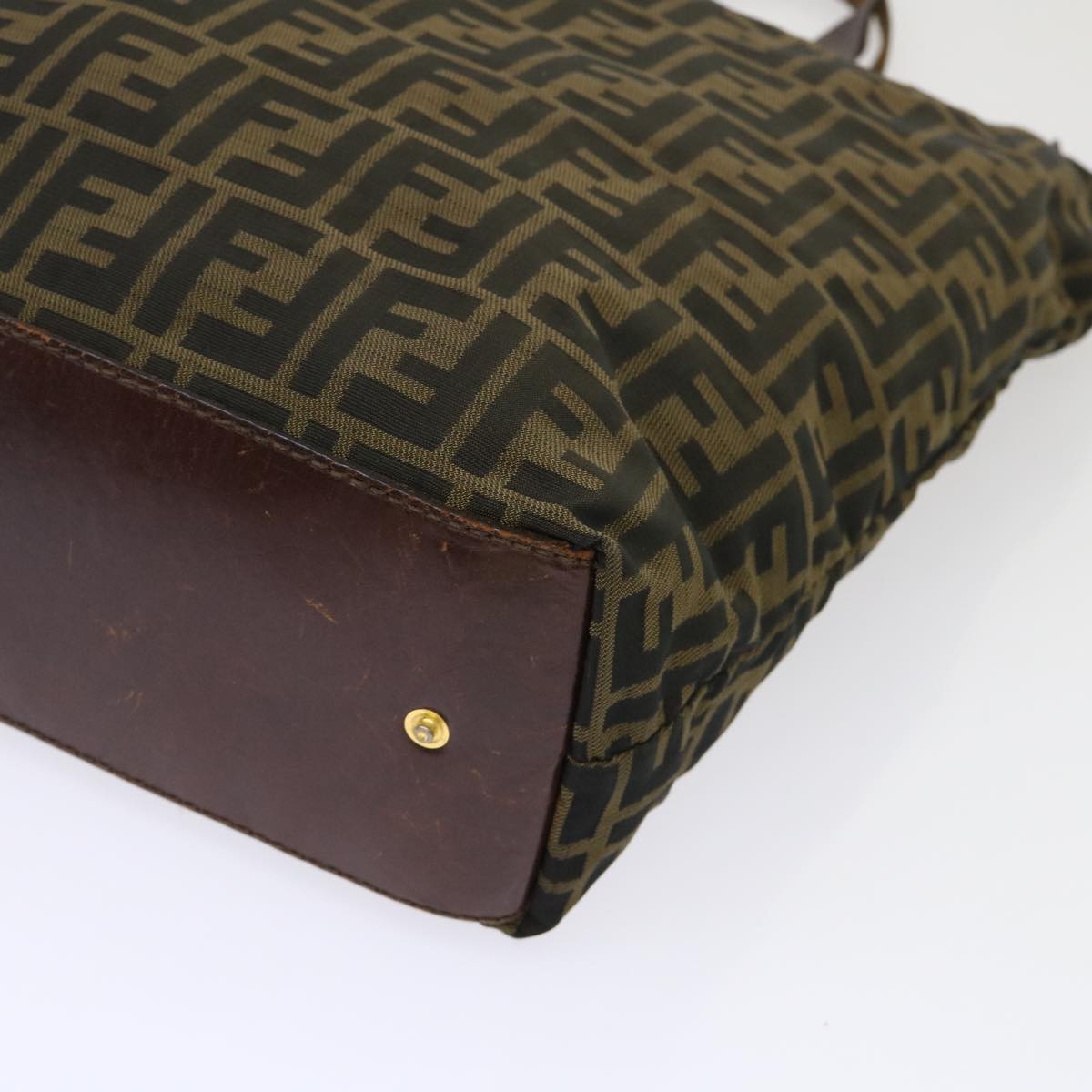 FENDI Zucca Canvas Tote Bag Nylon Brown Black rd5437