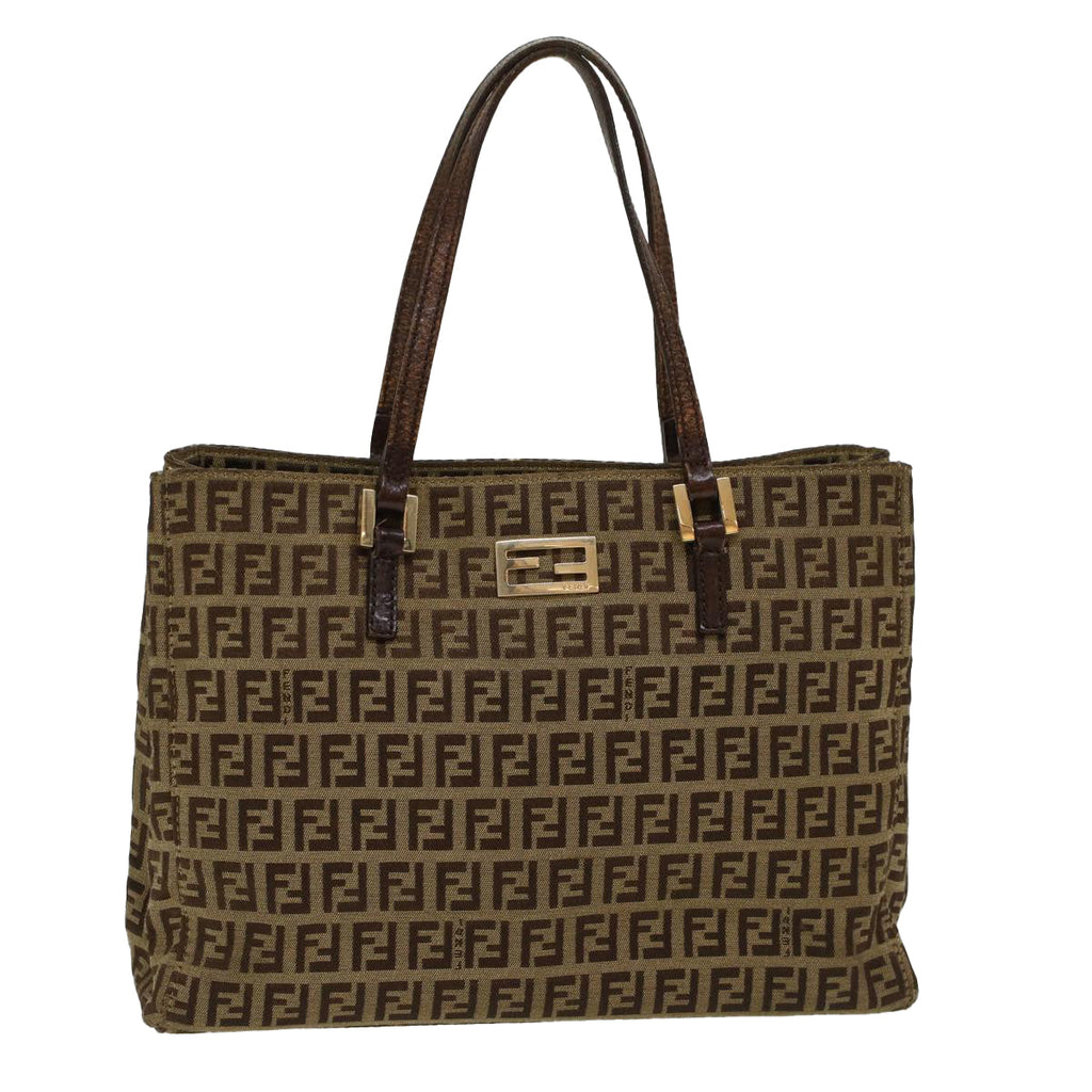FENDI Zucchino Canvas Tote Bag Brown rd5439