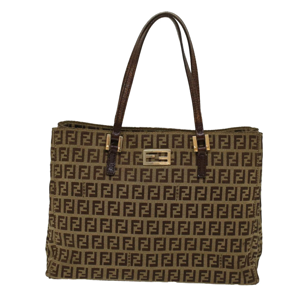 FENDI Zucchino Canvas Tote Bag Brown rd5439