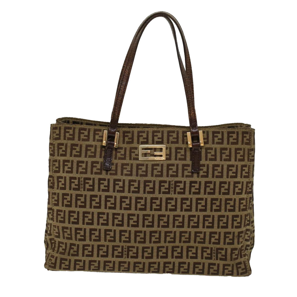 FENDI Zucchino Canvas Tote Bag Brown rd5439