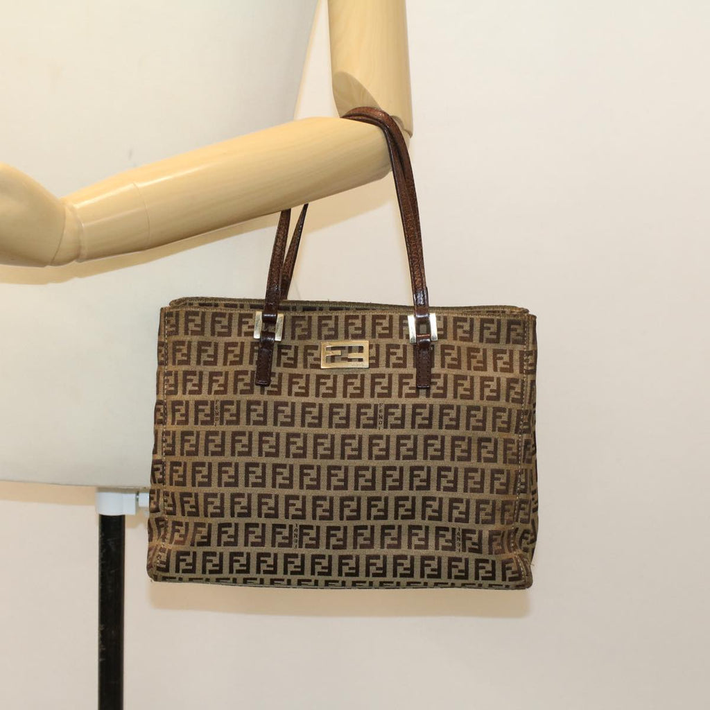 FENDI Zucchino Canvas Tote Bag Brown rd5439