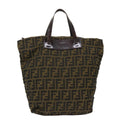 FENDI Zucca Canvas Tote Bag Nylon Brown Black rd5453