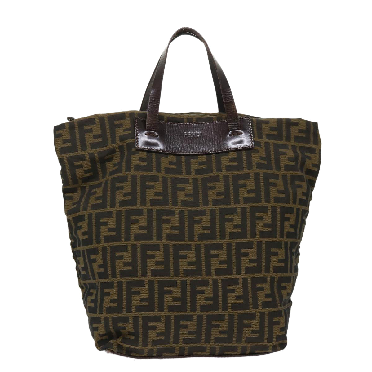 FENDI Zucca Canvas Tote Bag Nylon Brown Black rd5453
