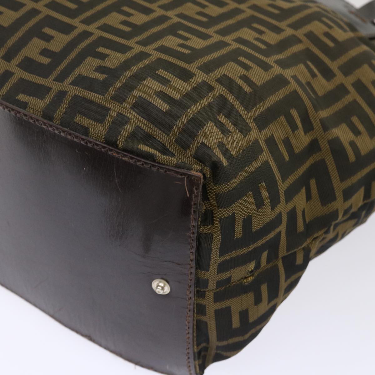 FENDI Zucca Canvas Tote Bag Nylon Brown Black rd5453