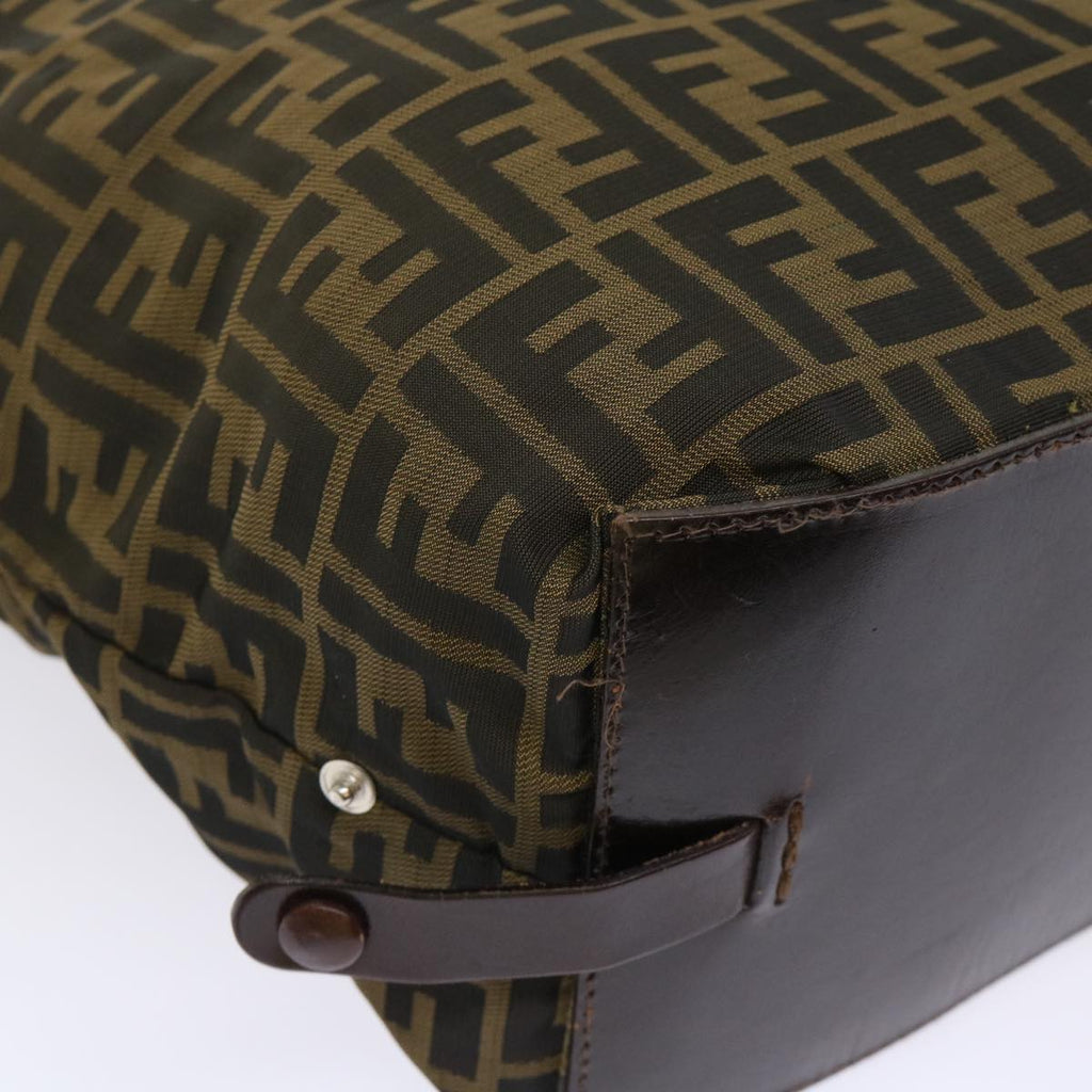 FENDI Zucca Canvas Tote Bag Nylon Brown Black rd5453