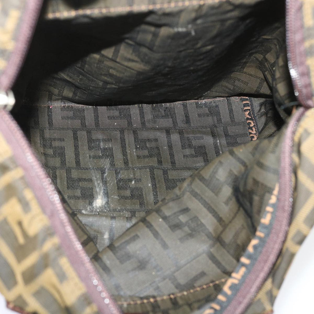 FENDI Zucca Canvas Tote Bag Nylon Brown Black rd5453
