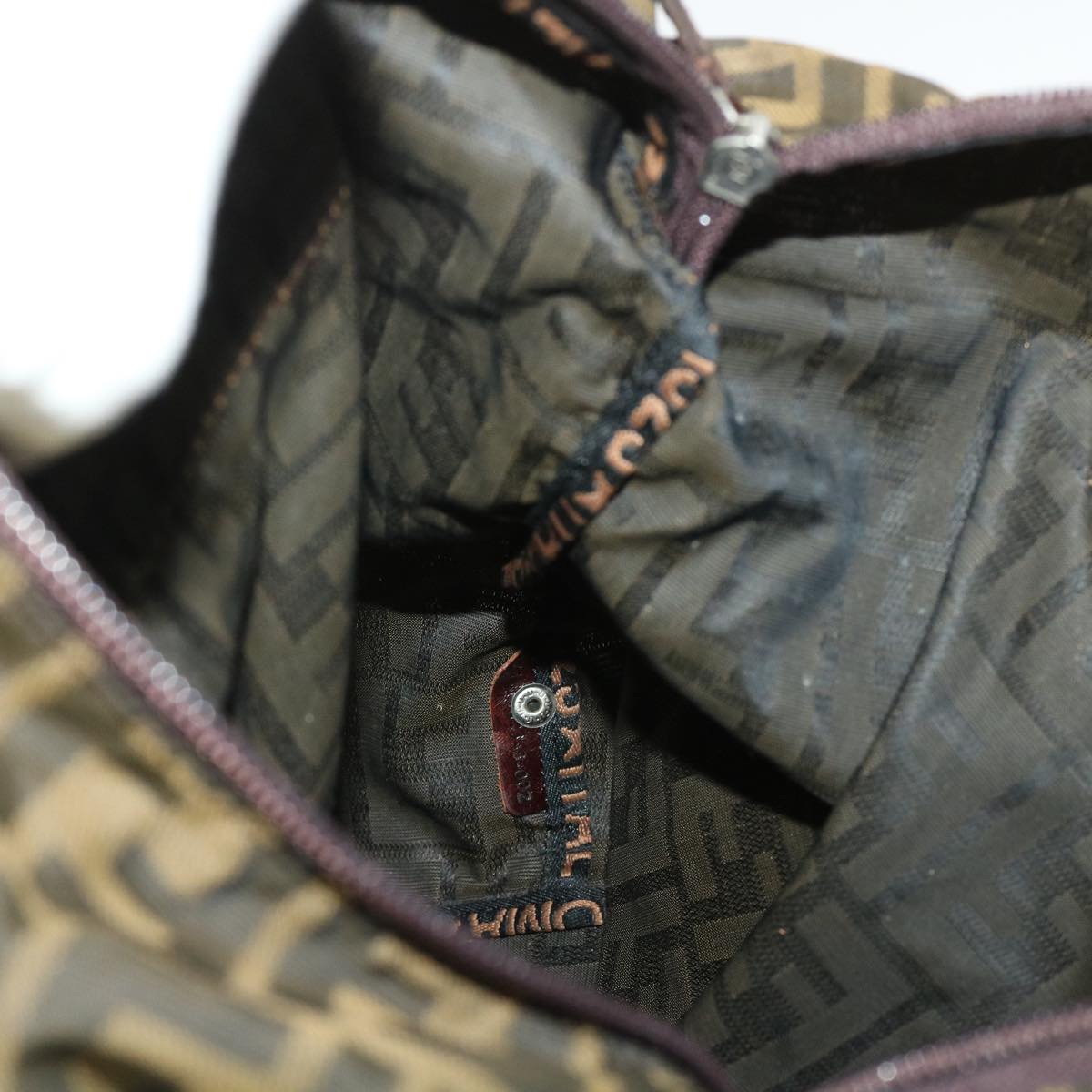 FENDI Zucca Canvas Tote Bag Nylon Brown Black rd5453