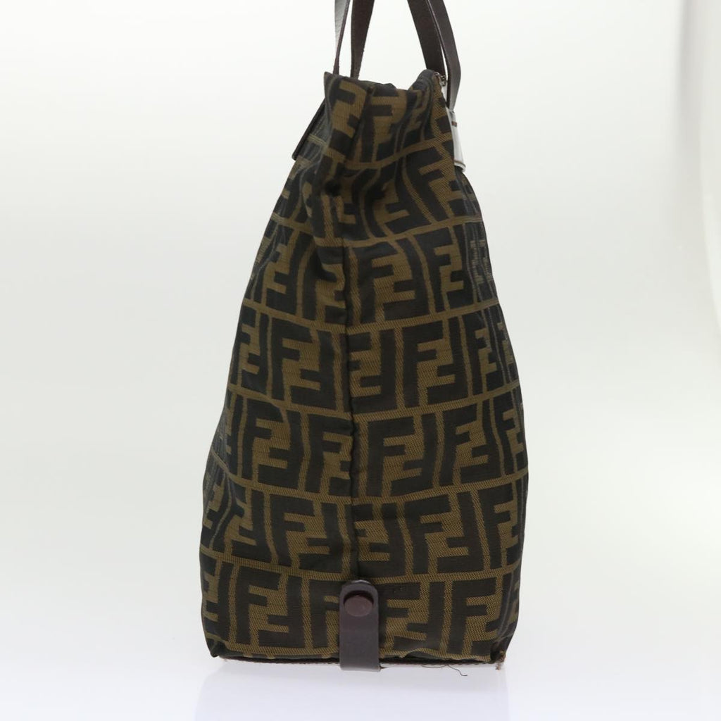 FENDI Zucca Canvas Tote Bag Nylon Brown Black rd5453