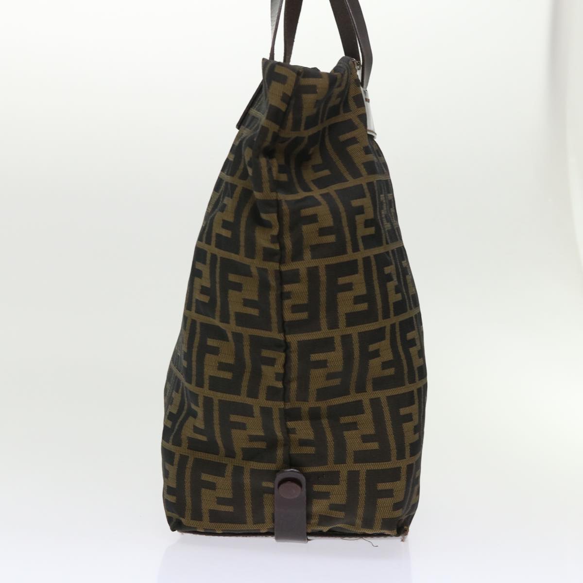 FENDI Zucca Canvas Tote Bag Nylon Brown Black rd5453