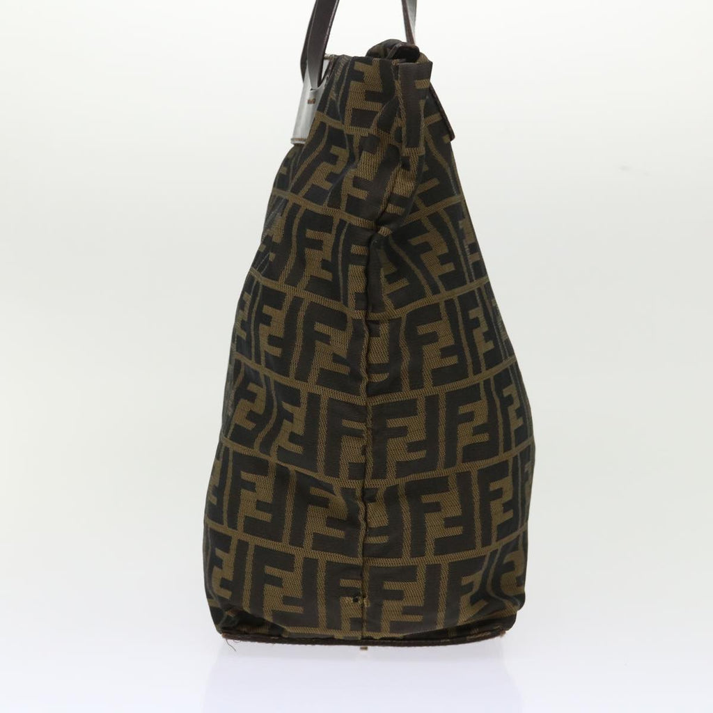 FENDI Zucca Canvas Tote Bag Nylon Brown Black rd5453