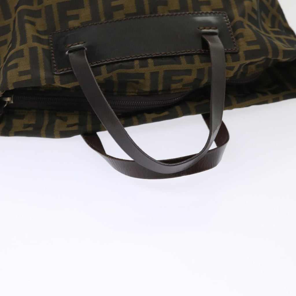 FENDI Zucca Canvas Tote Bag Nylon Brown Black rd5453