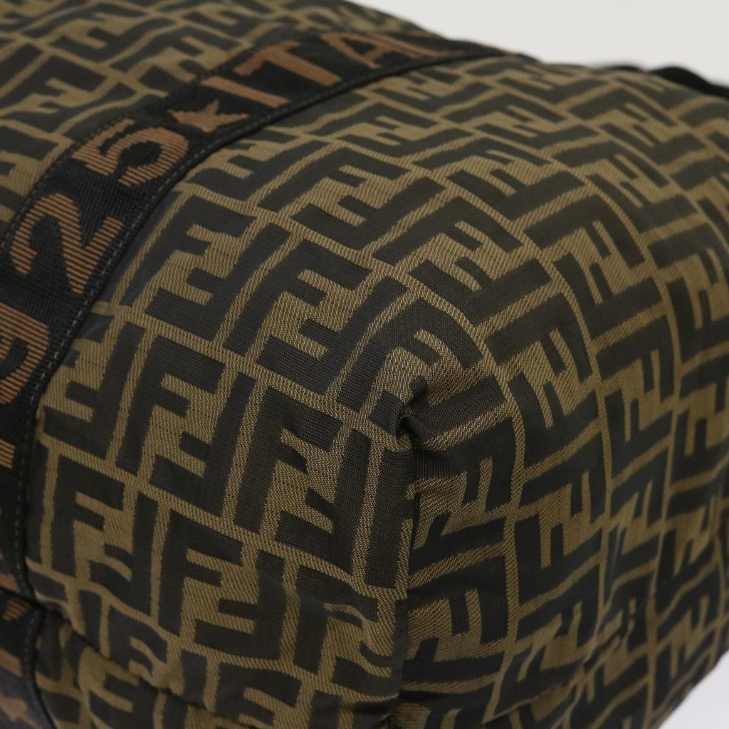 FENDI Zucca Canvas Boston Bag Nylon Brown Black rd5456