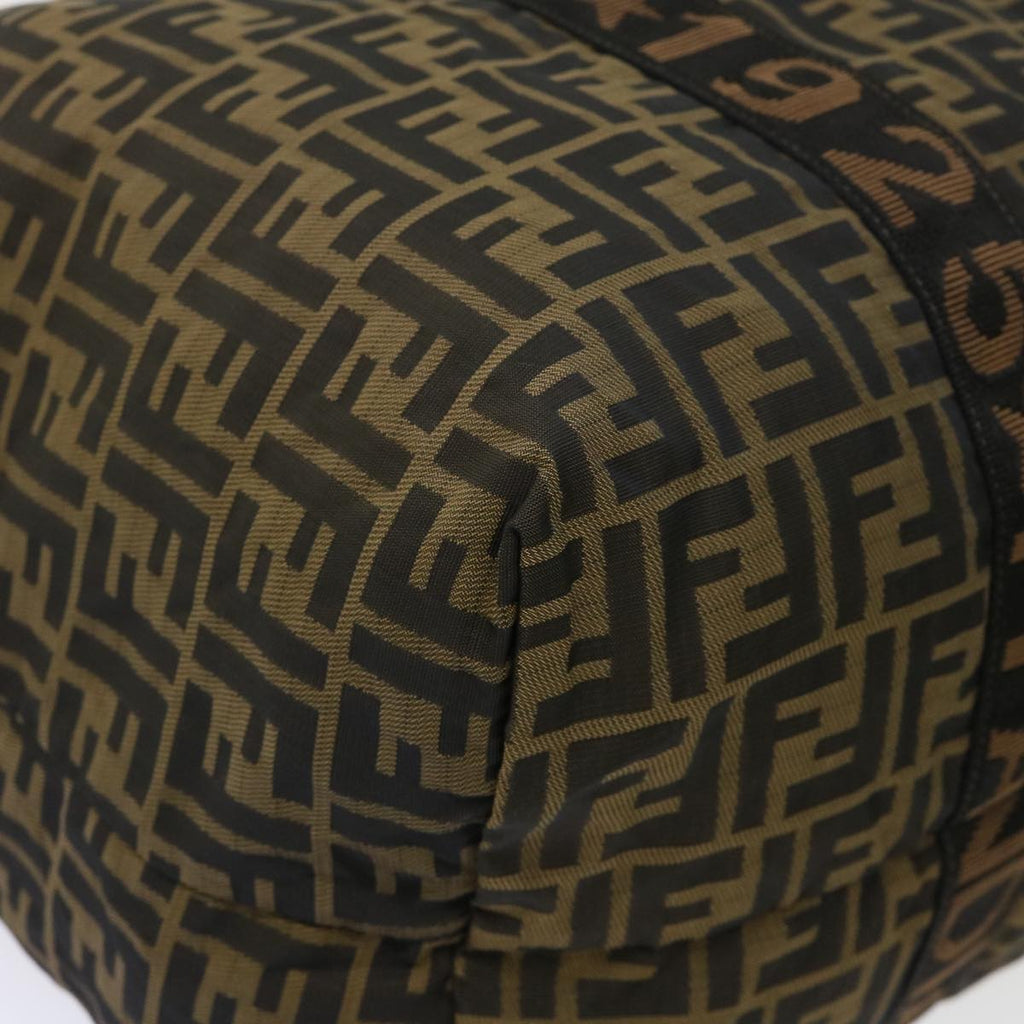 FENDI Zucca Canvas Boston Bag Nylon Brown Black rd5456