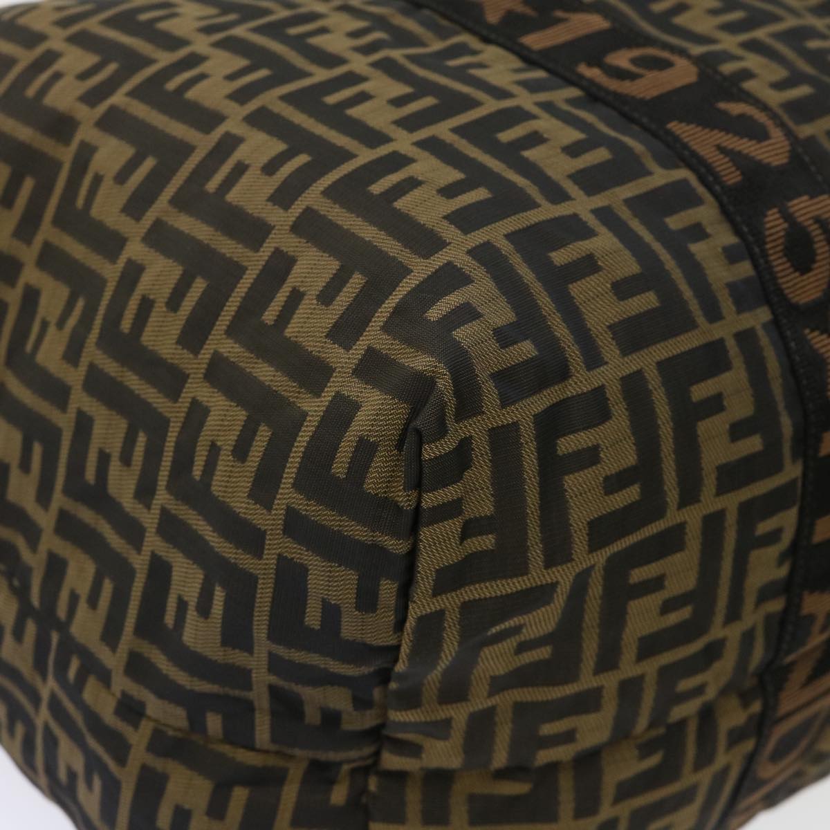FENDI Zucca Canvas Boston Bag Nylon Brown Black rd5456