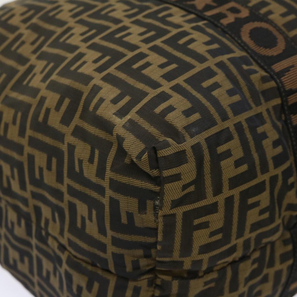 FENDI Zucca Canvas Boston Bag Nylon Brown Black rd5456